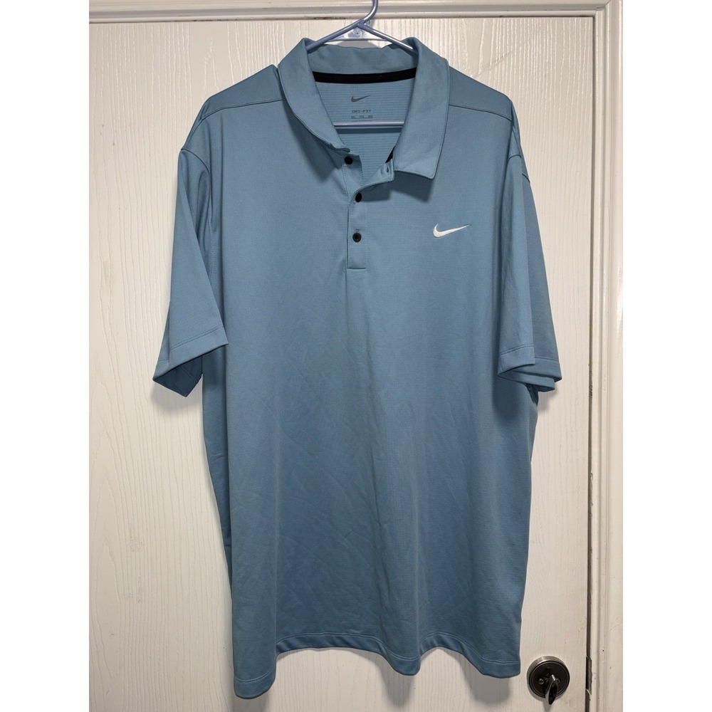 Nike Dri-FIT Men's Blue Solid Polo Shirt Short Sleeve Regular Fit 2XL